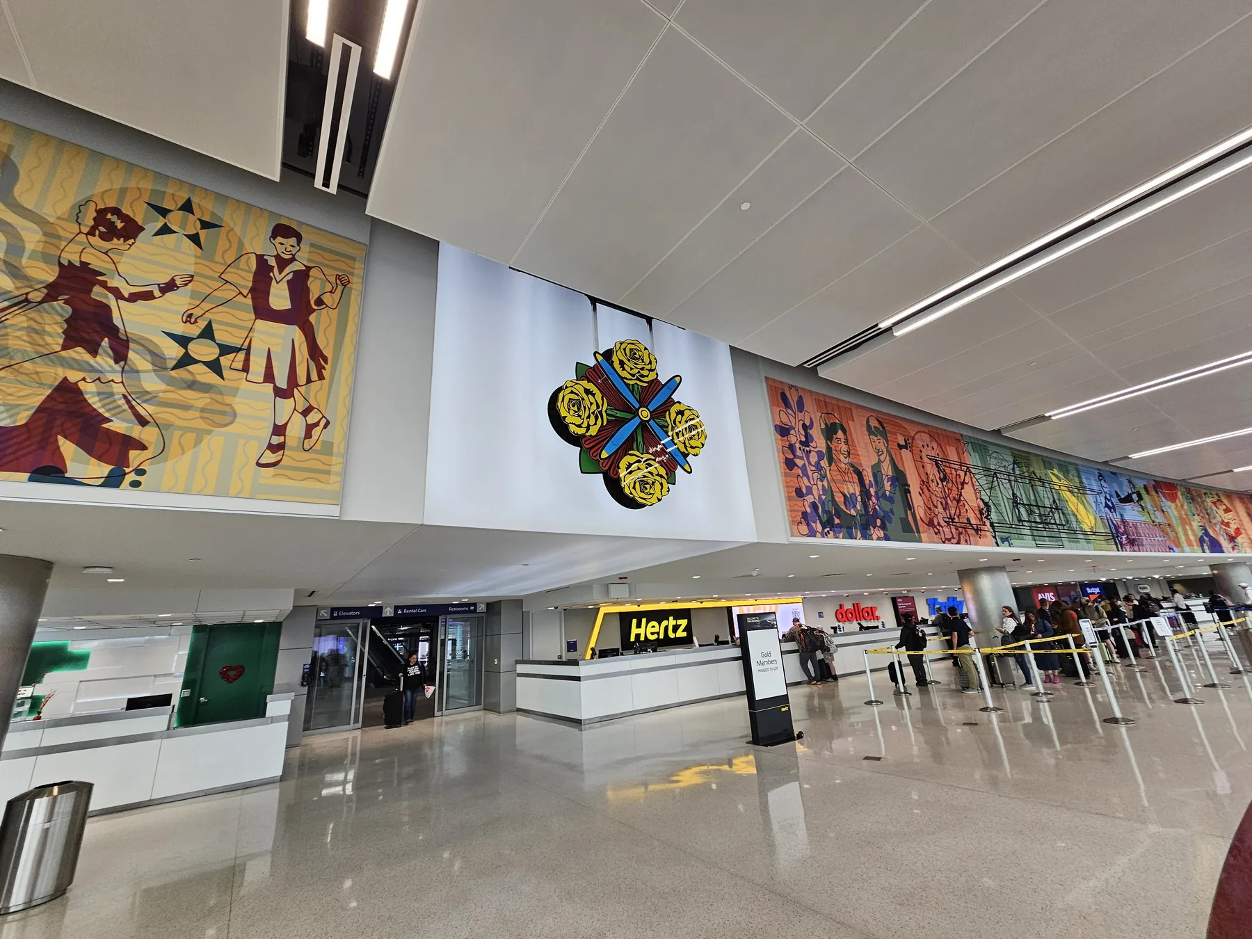 Rose window installation at San Antonio airport